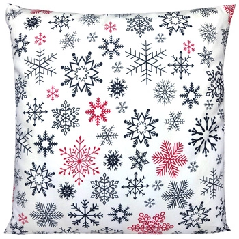 Poszewka bawełniana Śnieżynki czerwone 45x45