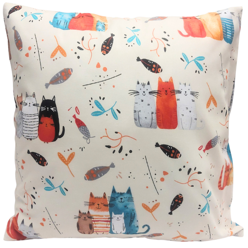 Poszewka bawełniana Koty rybki rude 50x50