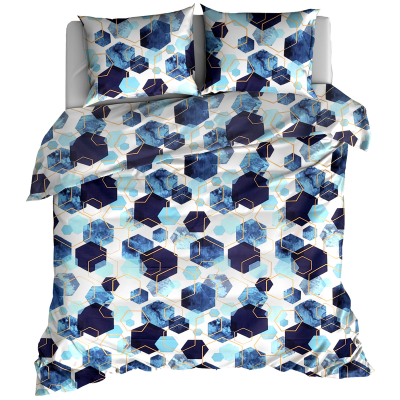 Pościel bawełniana Hexagon kobalt 220x200