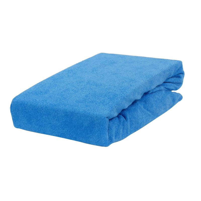 Prześcieradło frotte z gumką niebieskie 200x220