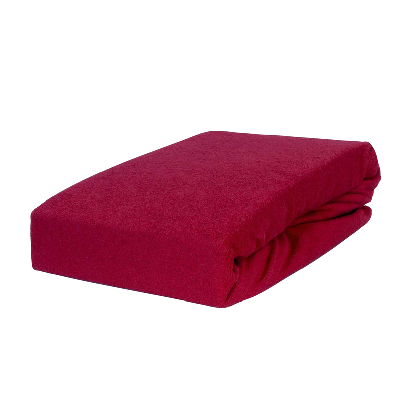 Prześcieradło frotte z gumką bordowe 120x200