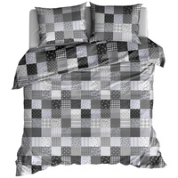 Pościel flanelowa Patchwork szary 160x200