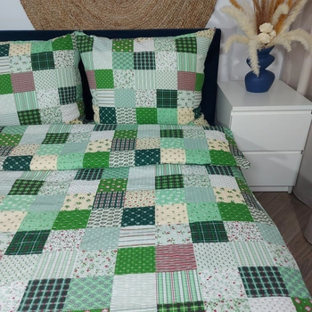 Pościel z kory Zielony patchwork 140x200