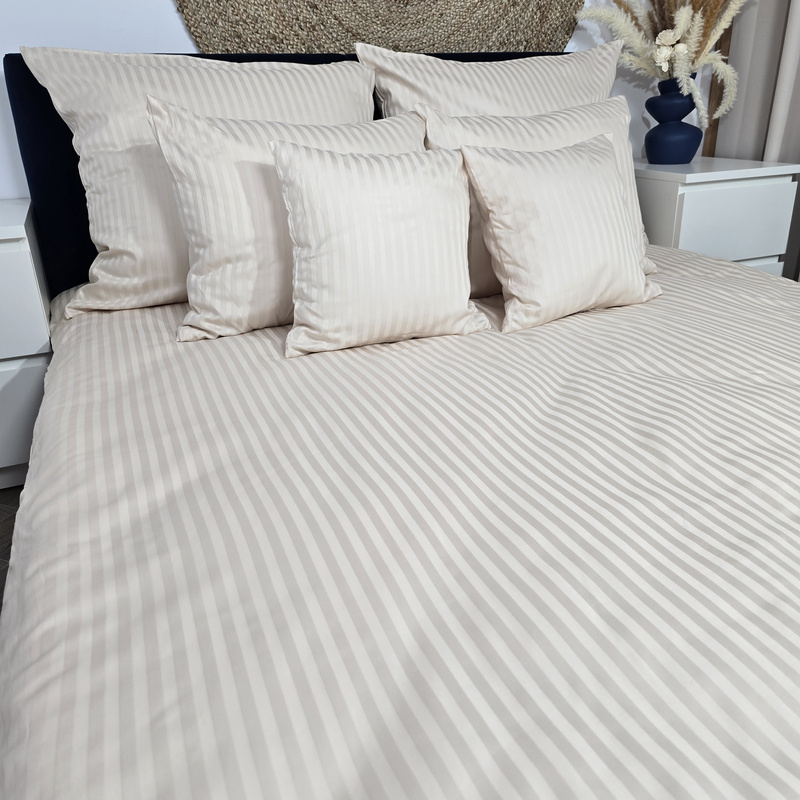 Pościel hotelowa Adamaszkowa Kremowa 160x200 na suwak