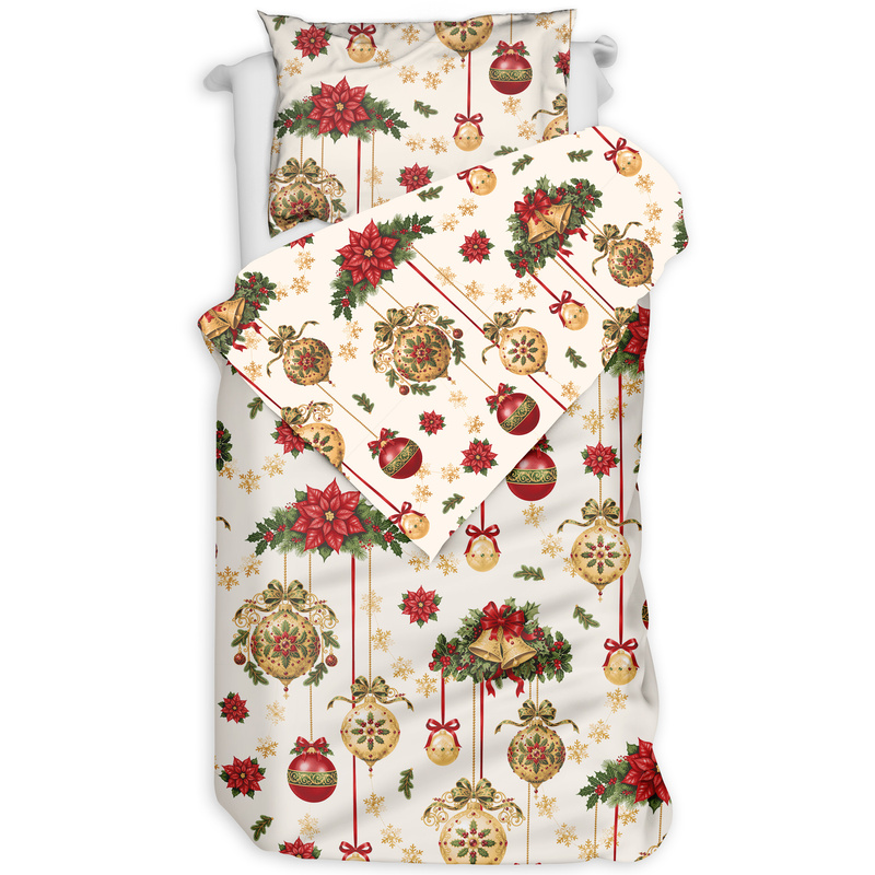 Pościel bawełniana Bombki glamour waniliowe 135x200