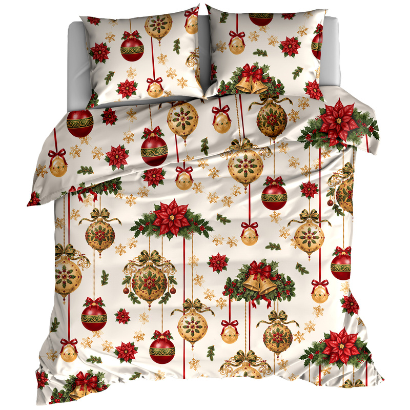Pościel bawełniana Bombki glamour waniliowe 150x200