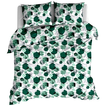 Pościel bawełniana Hexagon emerald 150x200