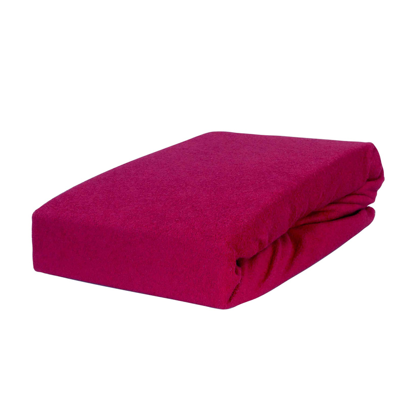 Prześcieradło frotte z gumką malinowe bordo 70x140