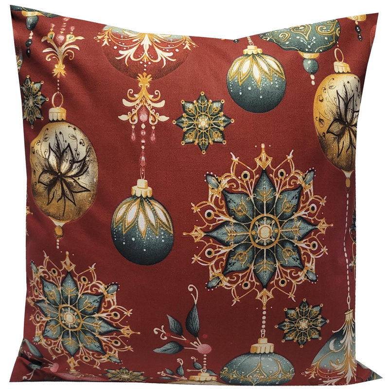 Poszewka bawełniana Bombki bordowe 50x60